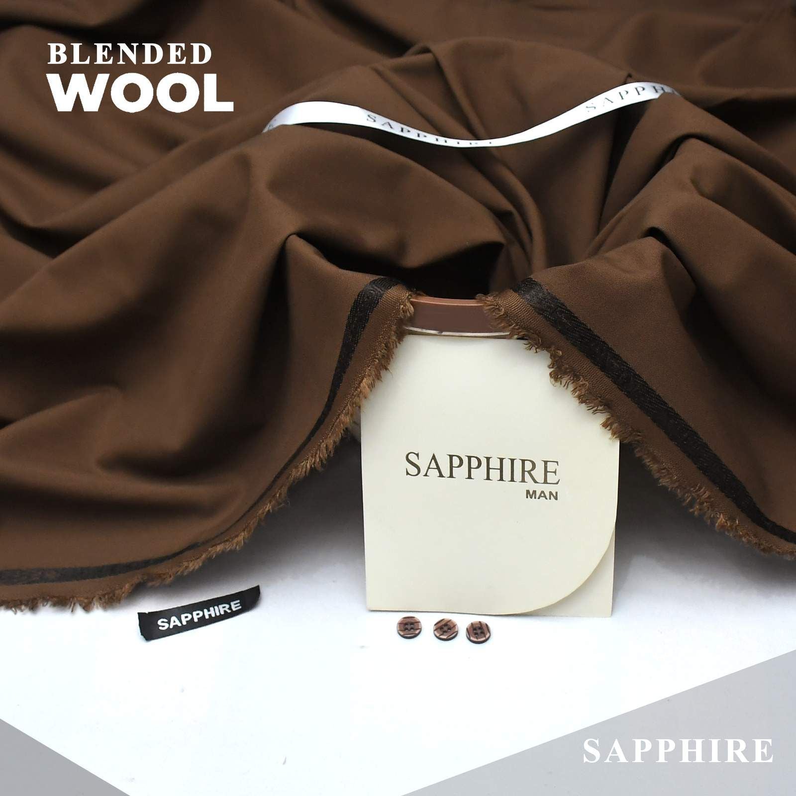 Sapphire Wool Chocolate Brown-Unstitched Men's Wear