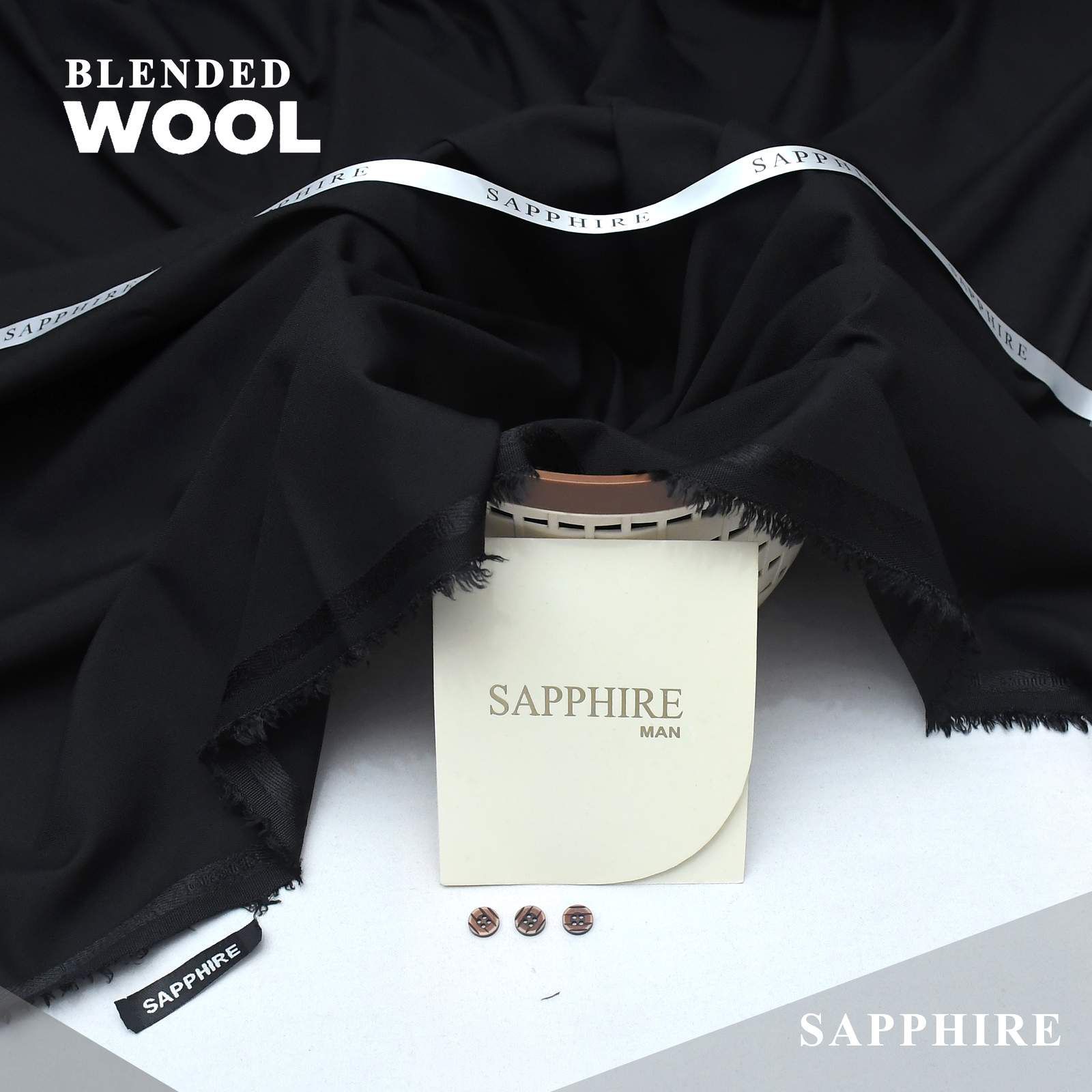 Sapphire Wool Black-Unstitched Men's Wear