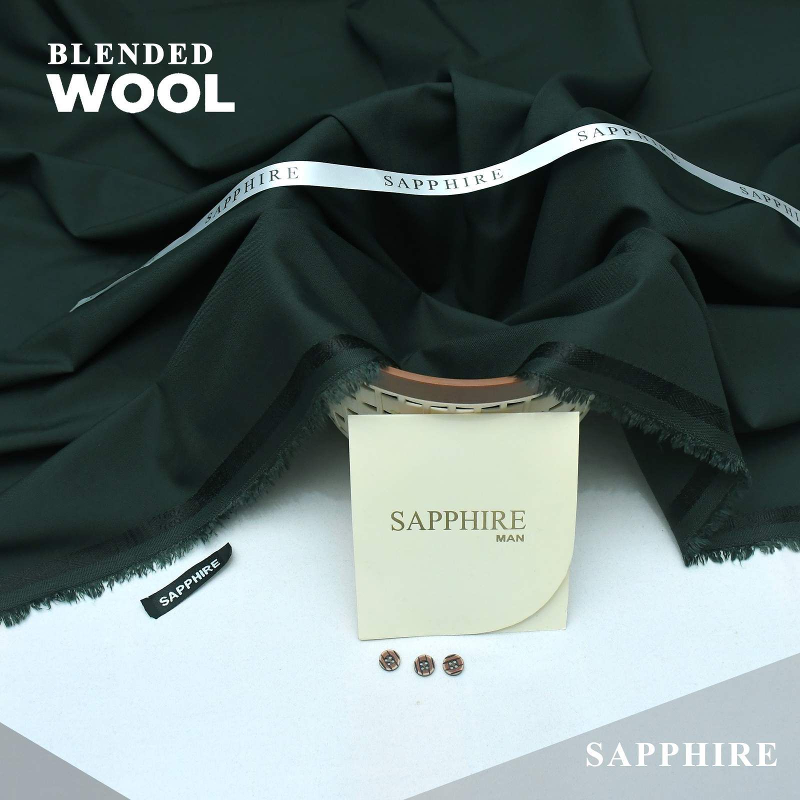 Sapphire Wool Green Unstitched 